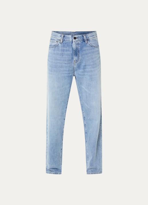Carhartt WIP Aaron straight leg jeans met lichte wassing - voorkant lichtblauw