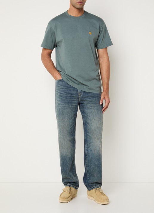 Carhartt WIP Aaron straight leg jeans met medium wassing - voorkant 2 indigo