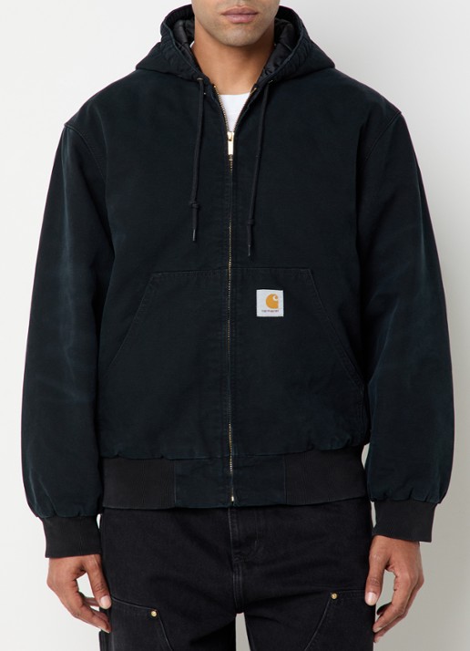 Carhartt WIP Active gewatteerd bomberjack van denim met capuchon - detail 2 zwart