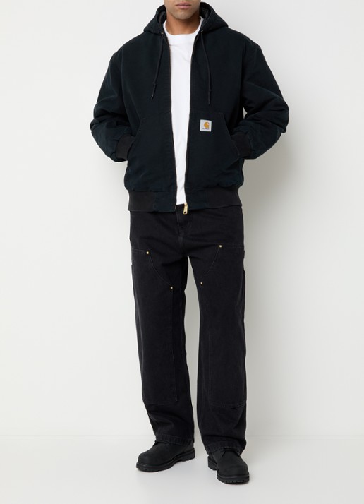 Carhartt WIP Active gewatteerd bomberjack van denim met capuchon - voorkant 4 zwart