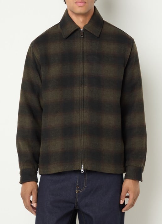 Carhartt WIP Alton jack met ruitdessin - detail bronsgroen