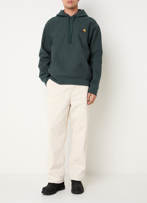 Carhartt WIP American Script hoodie met logoborduring - voorkant 2 donkergroen
