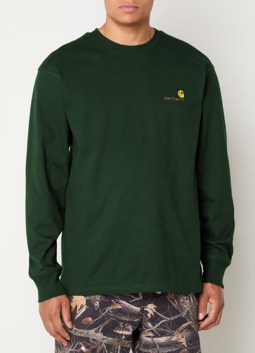 Carhartt WIP American Script long sleeve met logo - detail 3 zwart