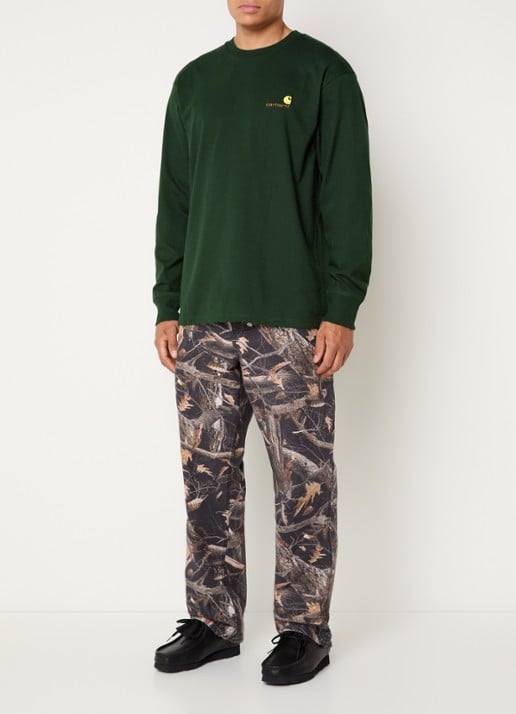 Carhartt WIP American Script long sleeve met logo - voorkant 2 zwart