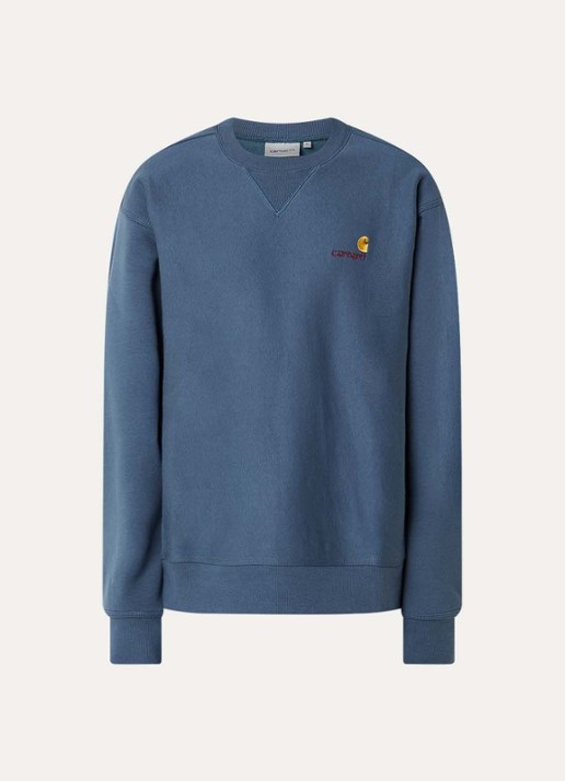 Carhartt WIP American Script sweater met logoborduring - voorkant 2 petrol