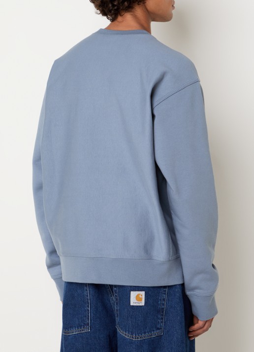 Carhartt WIP American Script sweater met logoborduring - achterkant 2 staalblauw