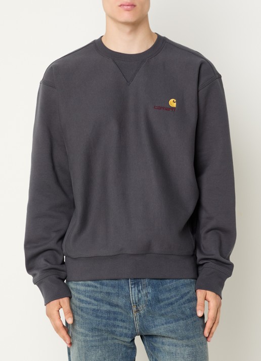 Carhartt WIP American Script sweater met logoborduring - detail 4 antraciet