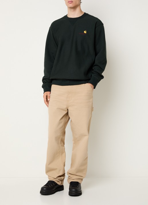 Carhartt WIP American Script sweater met logoborduring - voorkant 4 donkergroen