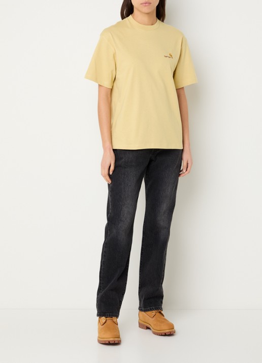 Carhartt WIP American Script T-shirt met logoborduring - voorkant 3 geel