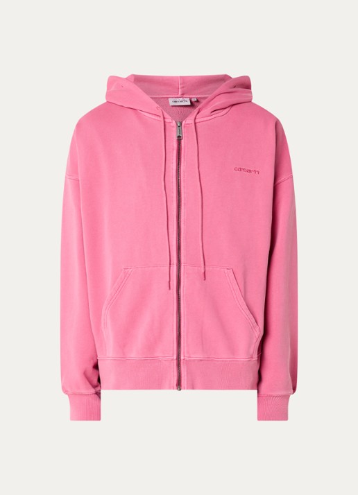 Carhartt WIP Benton sweatvest met logo - voorkant 2 roze