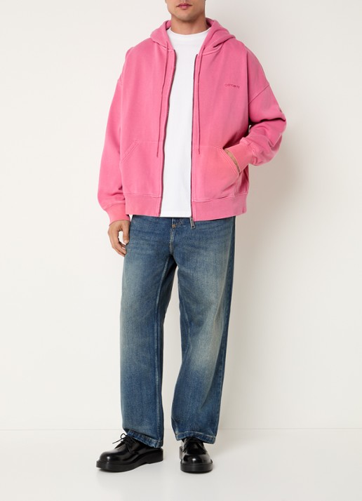 Carhartt WIP Benton sweatvest met logo - voorkant 3 roze