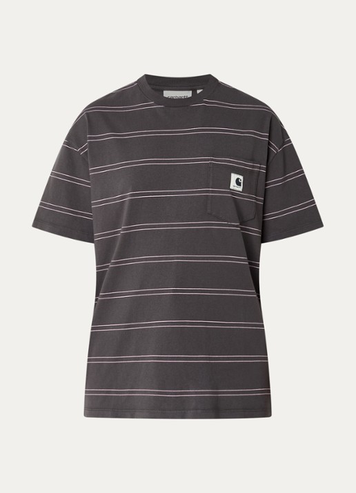 Carhartt WIP Bert T-shirt met streepprint - voorkant antraciet
