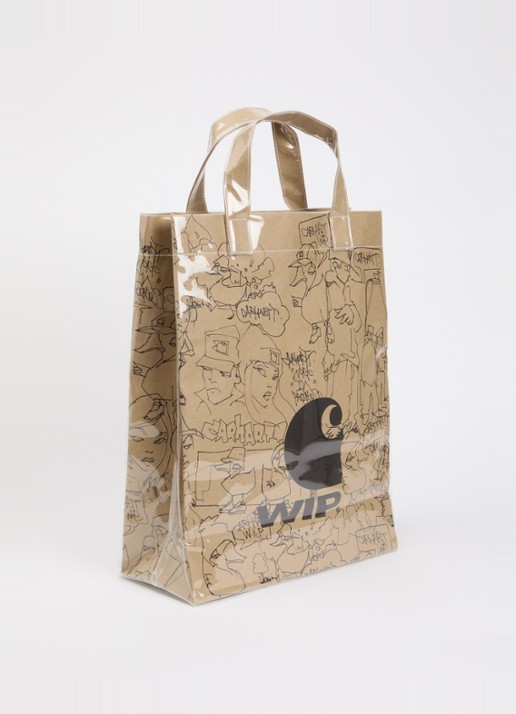 Carhartt WIP Blinkerfluid Paper shopper met print - achterkant 5 lichtbruin