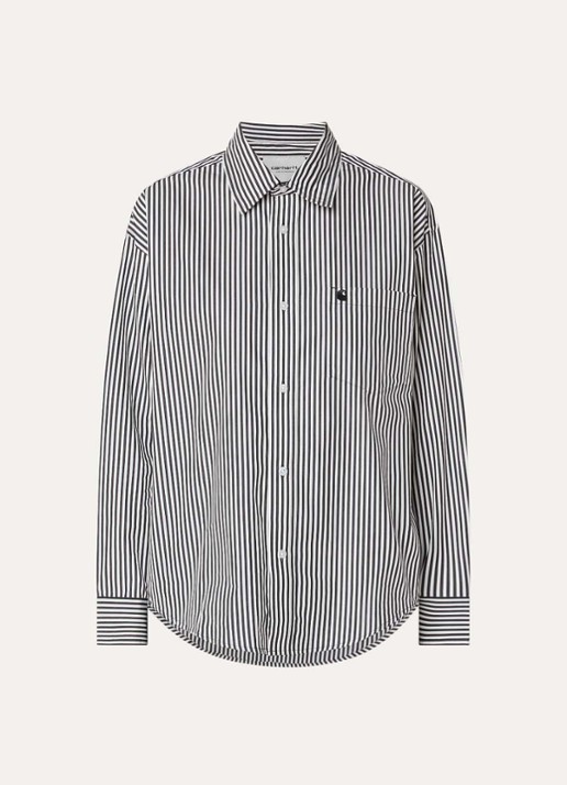 Carhartt WIP Blouse met streepprint - voorkant 3 zwart