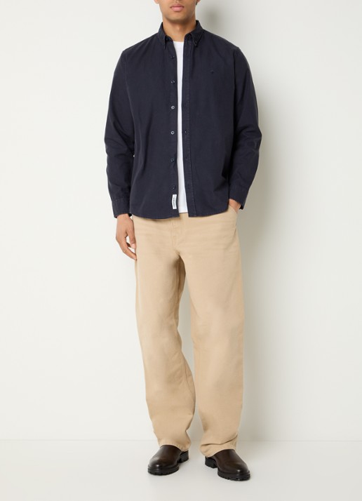 Carhartt WIP Bolton regular fit overshirt met logoborduring - voorkant 4 donkerblauw