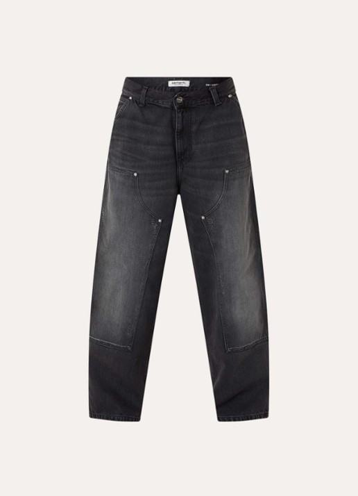 Carhartt WIP Brandon high waist wide leg jeans met donkere wassing - voorkant 2 zwart