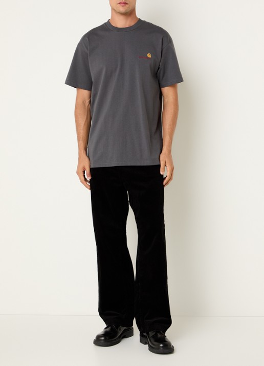 Carhartt WIP Brandon loose fit broek van corduroy met steekzakken - voorkant 3 zwart