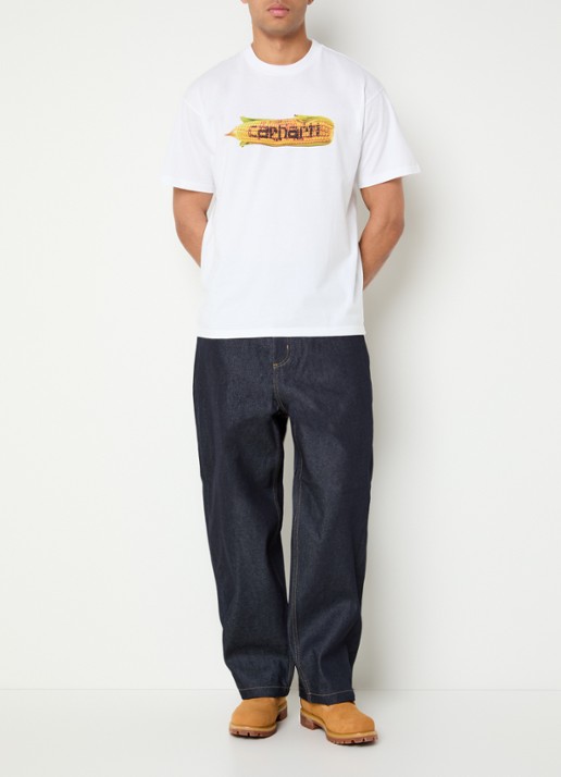 Carhartt WIP Brandon tapered fit jeans met donkere wassing - voorkant 5 indigo