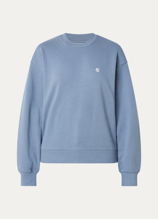 Carhartt WIP Casey sweater met logoborduring - voorkant 3 staalblauw