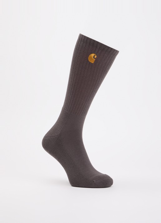 Carhartt WIP Chase sokken met logoborduring - voorkant antraciet