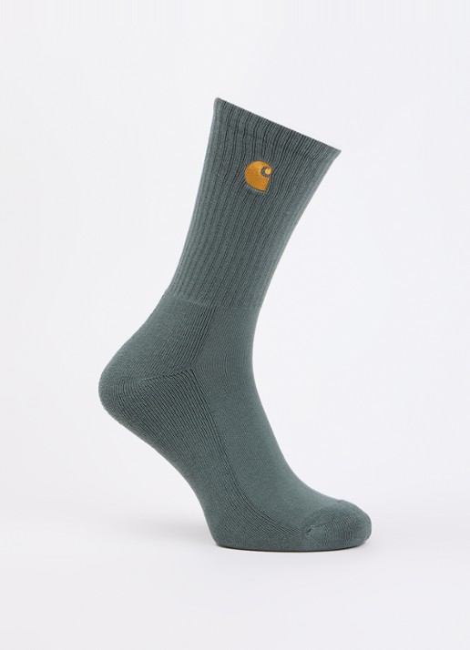 Carhartt WIP Chase sportsokken met logoborduring - voorkant 2 olijfgroen