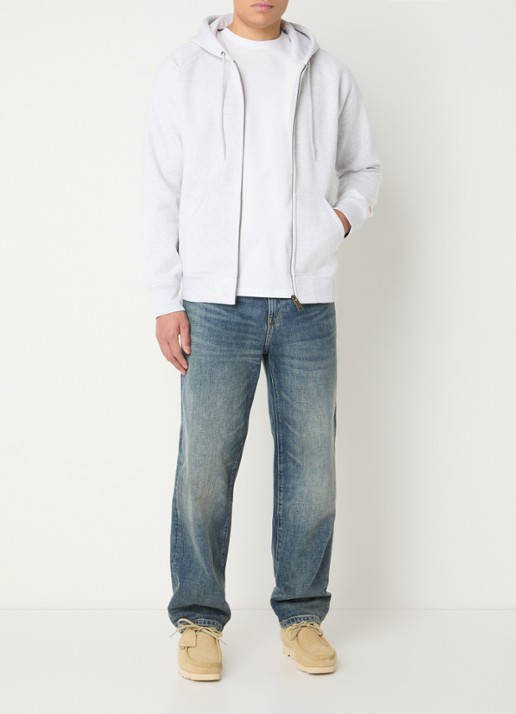 Carhartt WIP Chase sweatvest met capuchon - voorkant 4 grijsmele