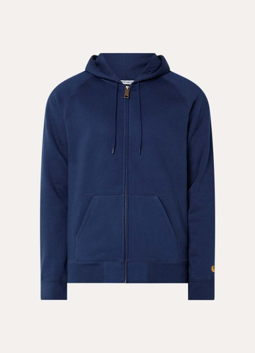 Carhartt WIP Chase sweatvest met logoborduring - voorkant donkerblauw