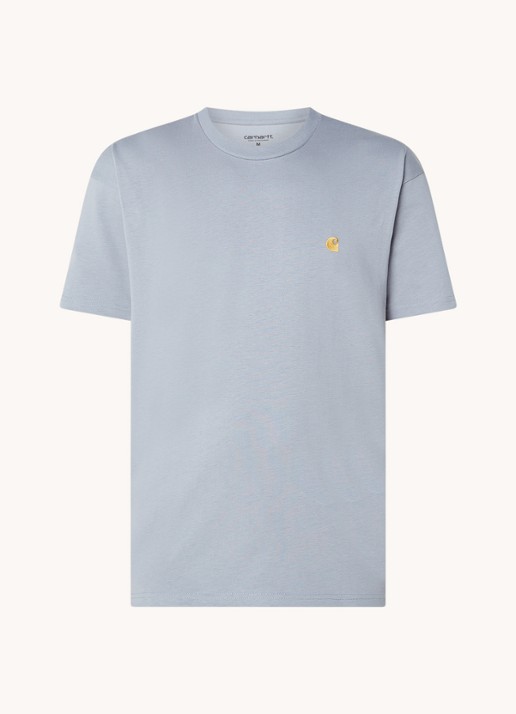 Carhartt WIP Chase T-shirt met logo - voorkant blauwgrijs