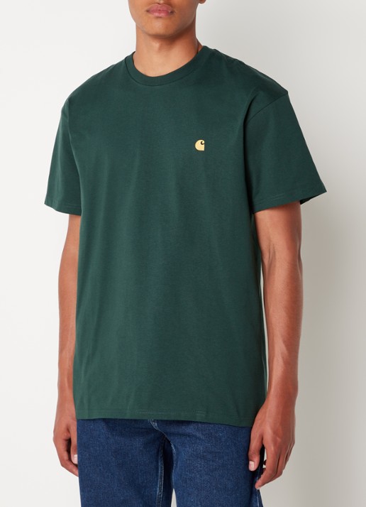 Carhartt WIP Chase T-shirt met logo - detail 4 donkergroen