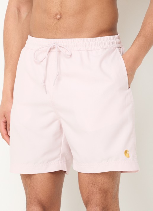 Carhartt WIP Chase zwemshorts met steekzakken en logo - detail zalmroze