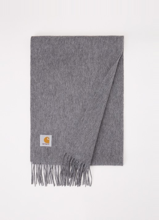 Carhartt WIP Clan sjaal van wol 180 x 30 cm  - voorkant donkergrijs