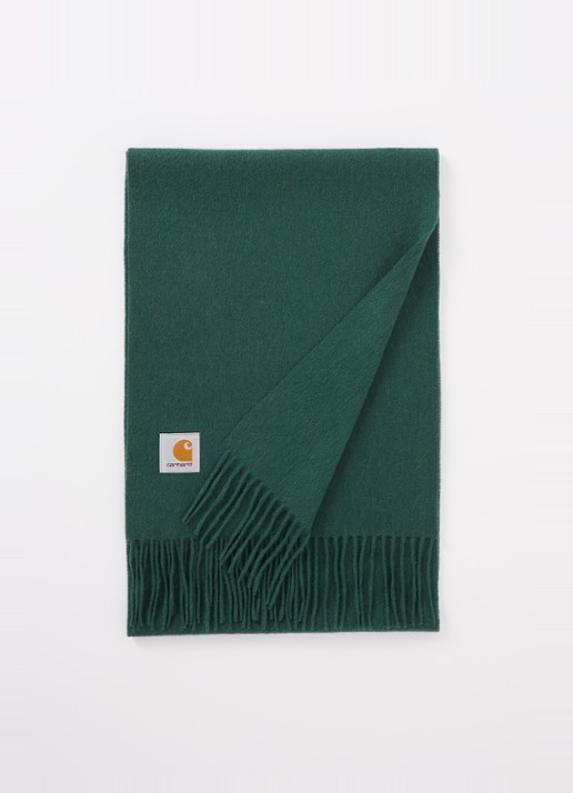 Carhartt WIP Clan sjaal van wol 180 x 30 cm  - voorkant 2 donkergroen