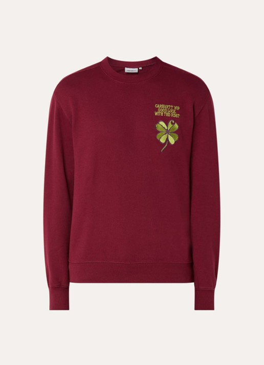 Carhartt WIP Clover sweater met logoborduring - voorkant 2 bordeauxrood
