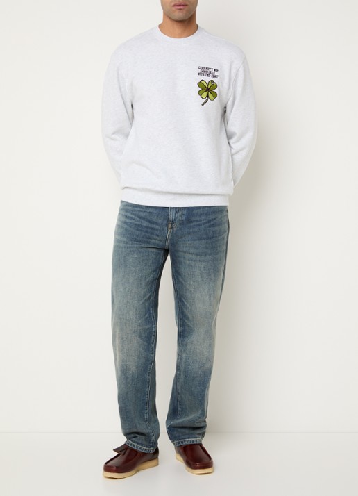 Carhartt WIP Clover sweater met logoborduring - voorkant 4 grijsmele