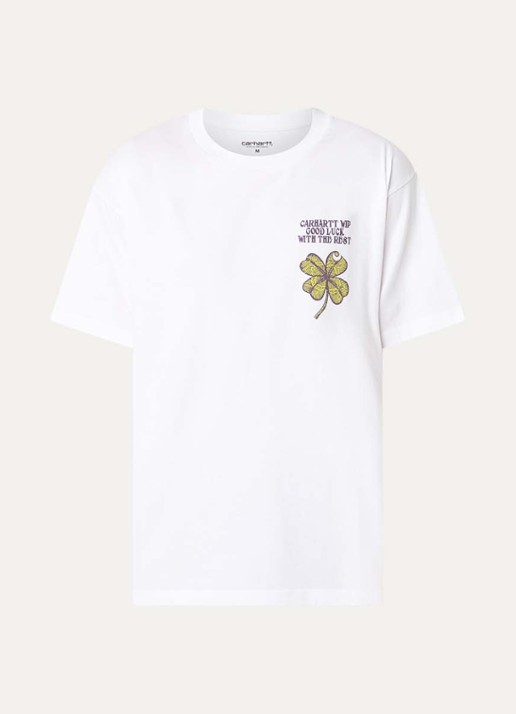 Carhartt WIP Clover T-shirt met print - voorkant 3 wit