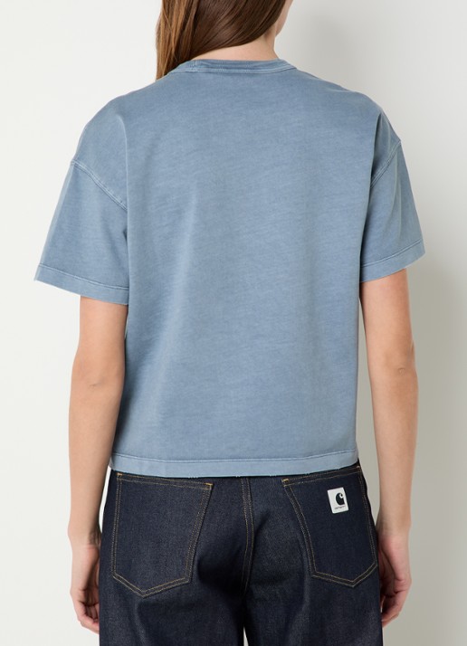 Carhartt WIP Cropped T-shirt met logo - achterkant staalblauw