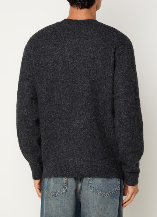 Carhartt WIP Curtis grofgebreide trui in wolblend met ronde hals - achterkant 3 donkerblauw