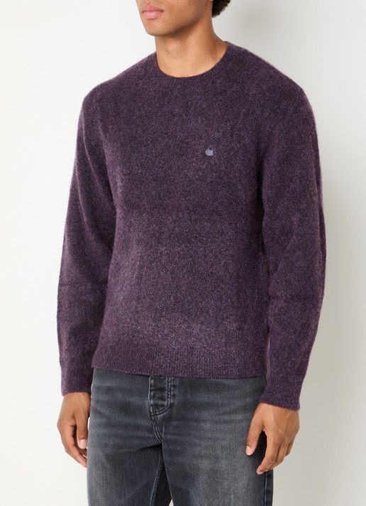 Carhartt WIP Curtis grofgebreide trui in wolblend met ronde hals - detail 4 paars
