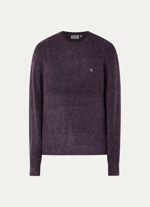Carhartt WIP Curtis grofgebreide trui in wolblend met ronde hals - voorkant paars