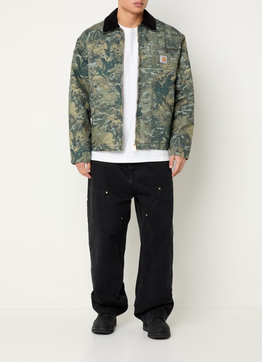 Carhartt WIP Detroit jack met details van corduroy - voorkant 2 legergroen