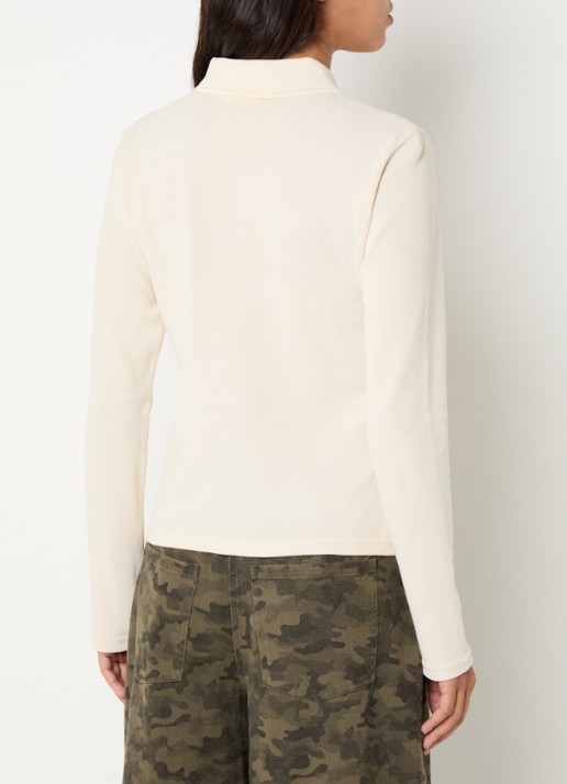 Carhartt WIP Dora regular fit polo met structuur - achterkant vanillegeel