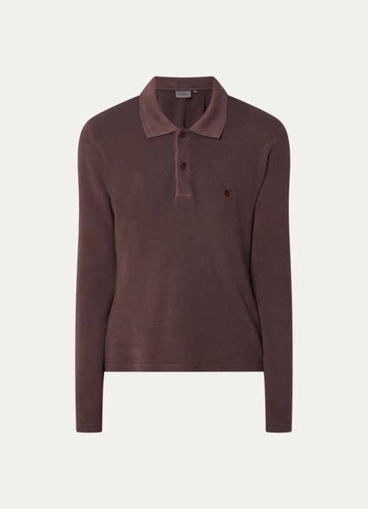 Carhartt WIP Dora regular fit polo met structuur - voorkant 3 bruin