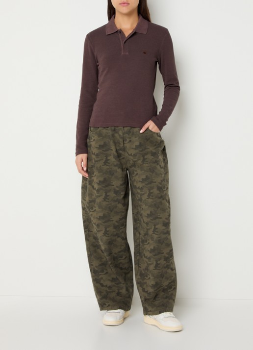 Carhartt WIP Dora regular fit polo met structuur - voorkant 4 bruin