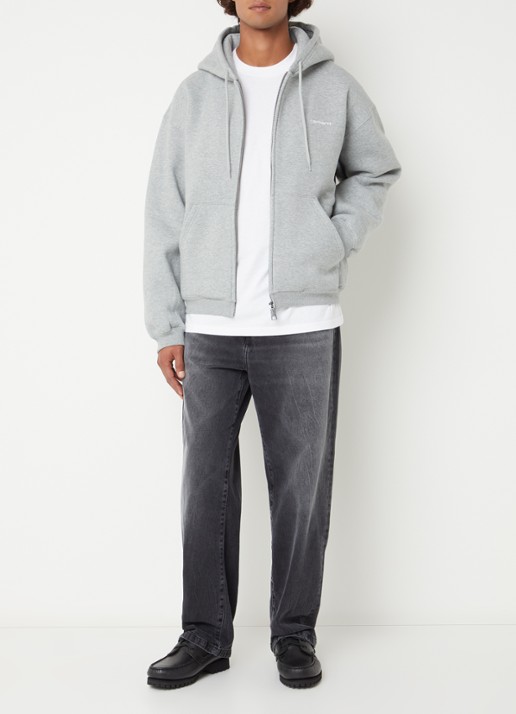 Carhartt WIP Ebbert sweatvest met logoborduring - voorkant 5 grijs