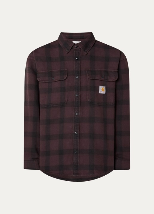 Carhartt WIP Edmands regular fit overshirt met ruitdessin - voorkant 2 kastanjebruin