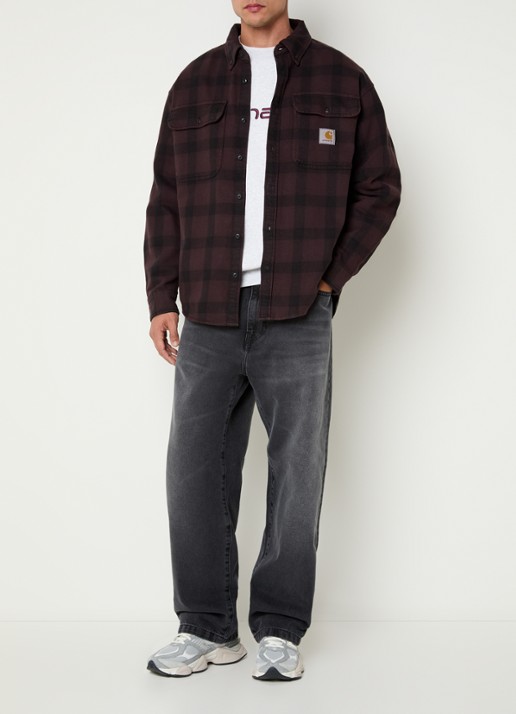 Carhartt WIP Edmands regular fit overshirt met ruitdessin - voorkant 3 kastanjebruin
