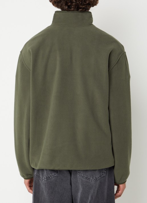 Carhartt WIP Edmore sweater van teddy met opstaande kraag - achterkant 3 olijfgroen