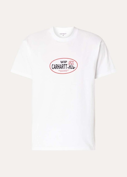 Carhartt WIP Harlequin BBQ T-shirt met logo- en backprint - voorkant wit
