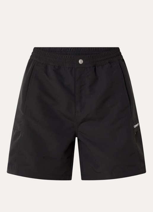 Carhartt WIP High waist straight fit korte broek met logo - voorkant 3 zwart