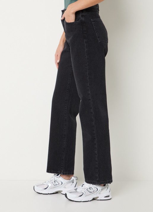 Carhartt WIP High waist straight leg jeans met gekleurde wassing - detail 2 zwart